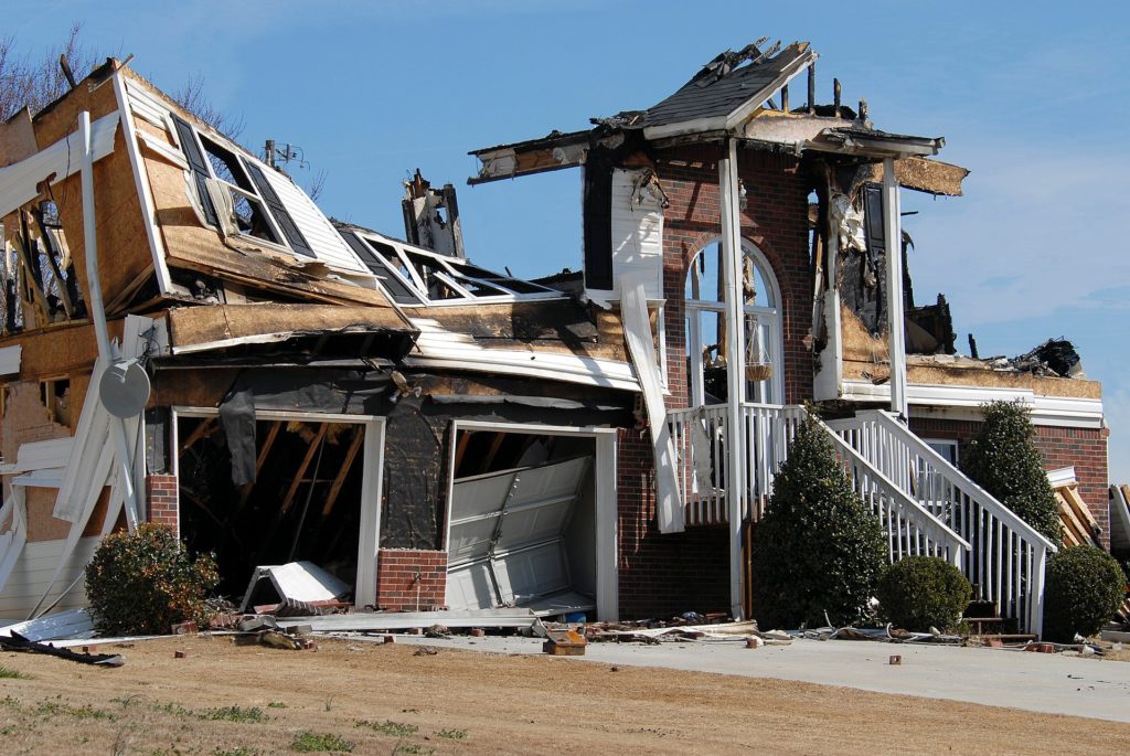 fire-damaged house in Tucson